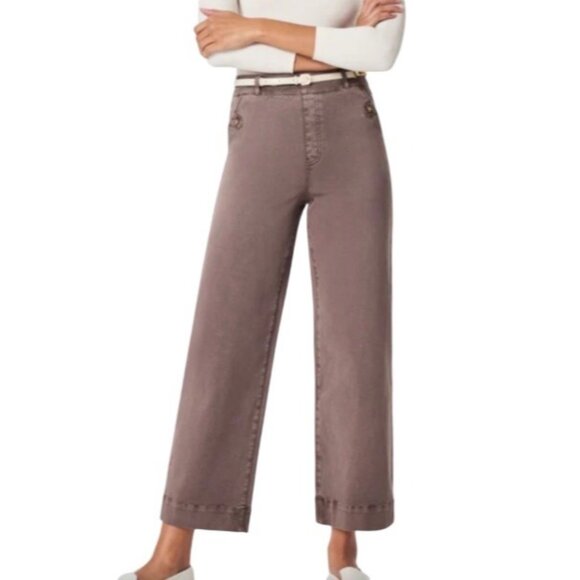 Spanx Stretch Twill Cropped Wide Leg Pants Smoke Medium - Picture 1 of 8